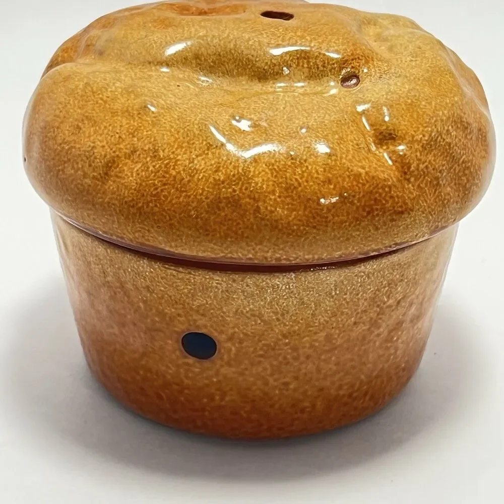 Vintage 2 Pc Ceramic Cinnamon Bun Potpourri/ Trinket Dish Candle Holder 3”